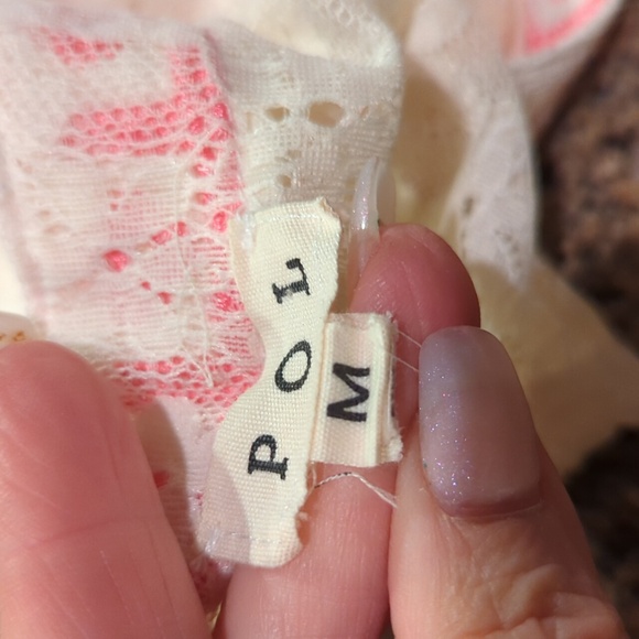 POL Romantic Cream/Pink Lace Bohemian Coquette Girl Cardigan Ruffle Hem Sz M - Picture 7 of 11